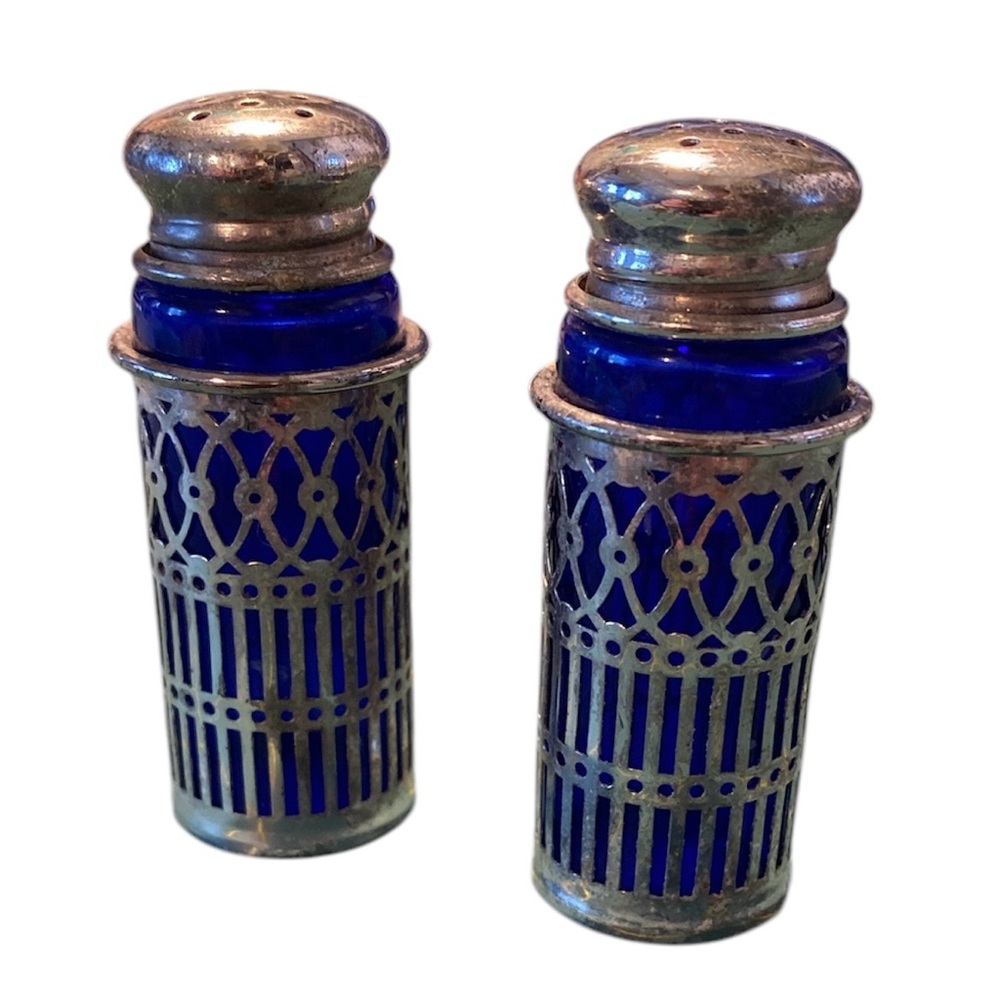 Elegant Blue and Silver Salt and Pepper Shakers